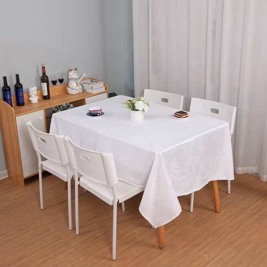 100 % Polyester, wasserdicht, Teflon, Luxus-Hotel-Party-Tischdecke, dekorative Jacquard-Hochzeits-Tischdecke, Tischdecke